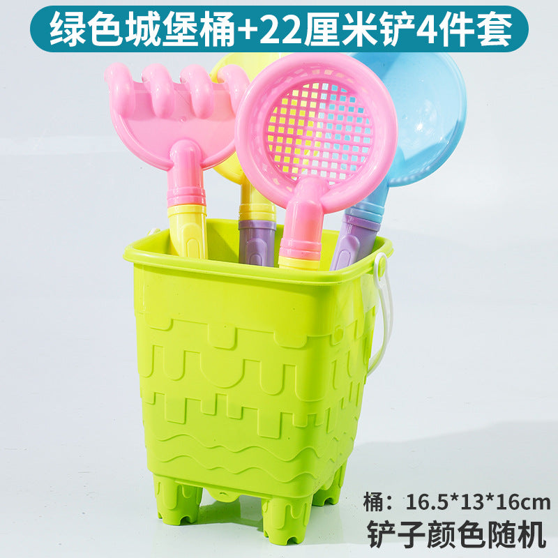 Kids Thickened Plastic Beach Bucket Beach Shovel Water Playing Castle Bucket Playset Baby Sand Digging Tools by My Store