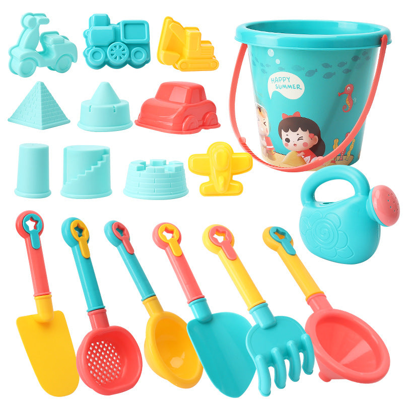 Children's beach toy bucket 18 piece set baby play in the water and sand digging tools, shovel beach bucket play in the water by My Store