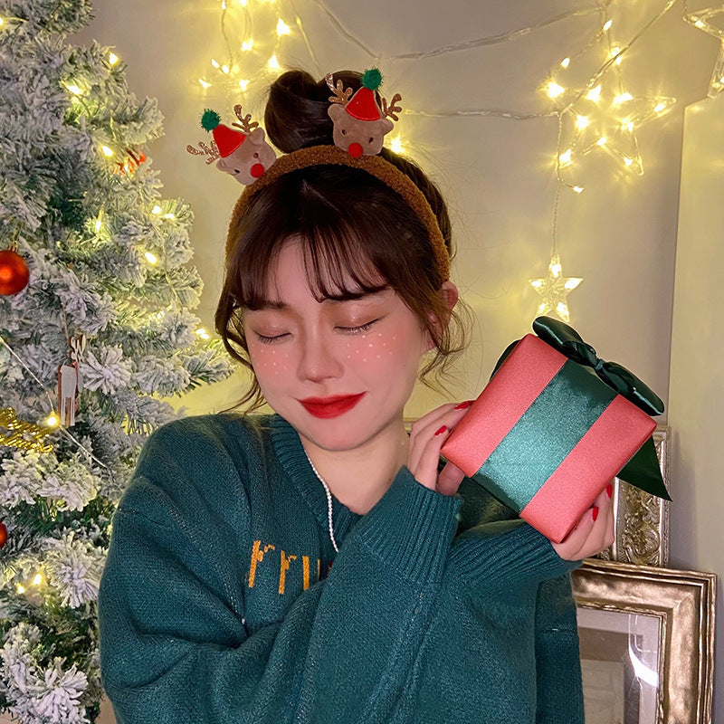 Christmas Tisi plush headband, elk snowman, lambhair headband, fall and winter women's hair bundle, headband, headband, hairpin