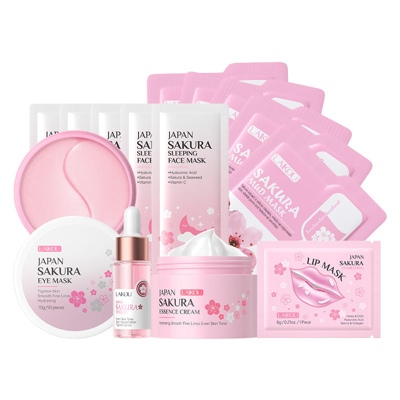 Cross-border full English LAIKOU cherry blossom series skin care set combination facial care full set of hydration manufacturers in stock