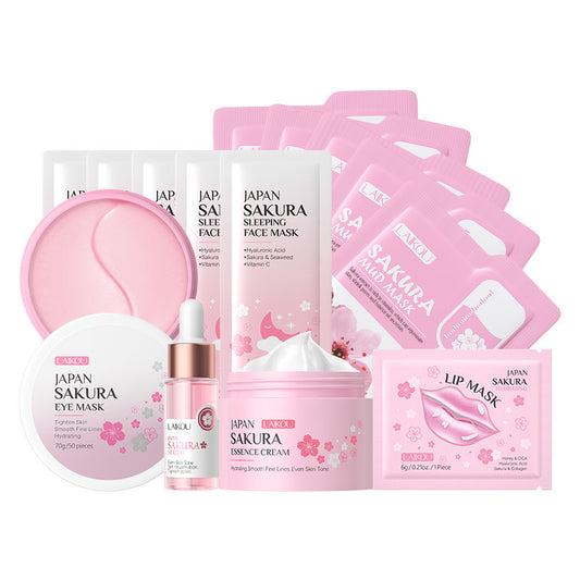 Cross-border full English LAIKOU cherry blossom series skin care set combination facial care full set of hydration manufacturers in stock