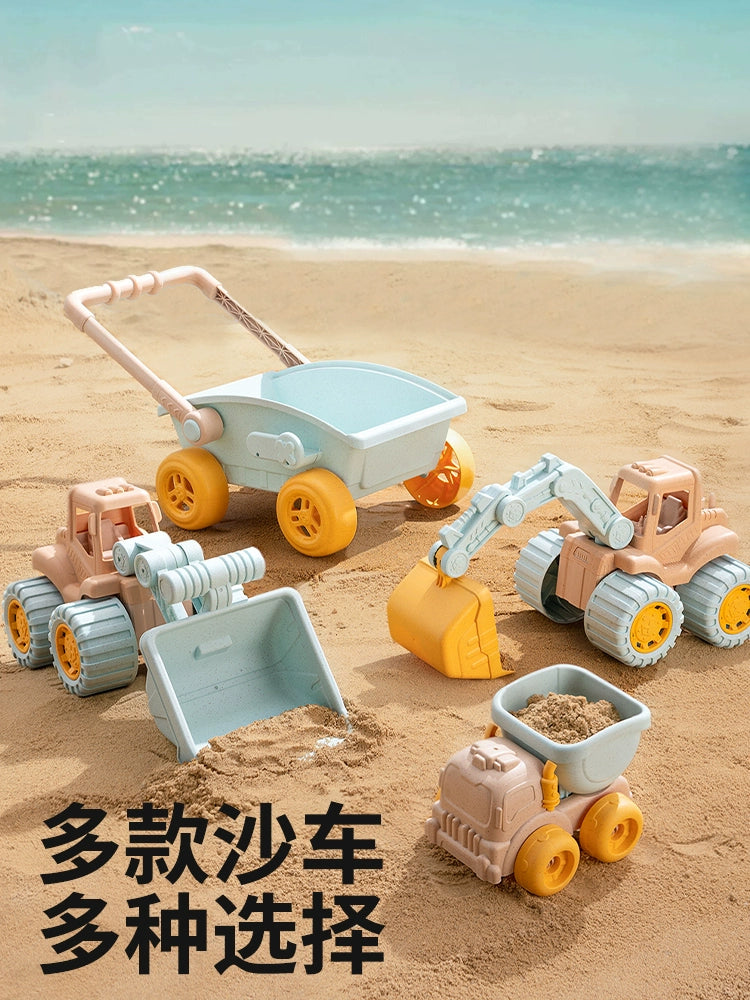 Kids beach toys baby beach play sand digging shovel bucket hourglass digging tool set sand pool cart by My Store