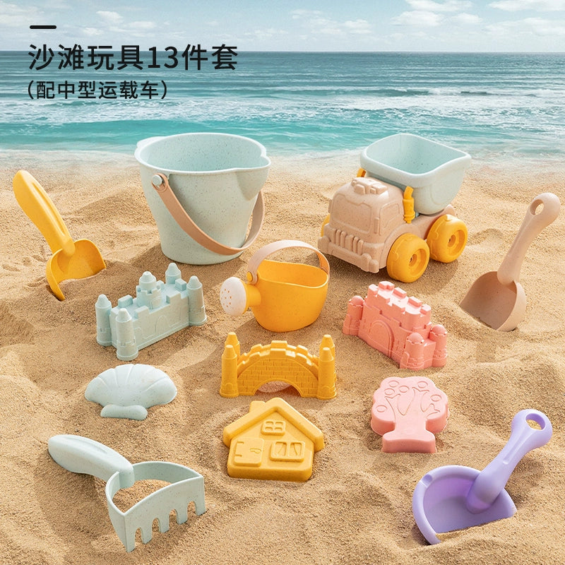 Kids beach toys baby beach play sand digging shovel bucket hourglass digging tool set sand pool cart by My Store
