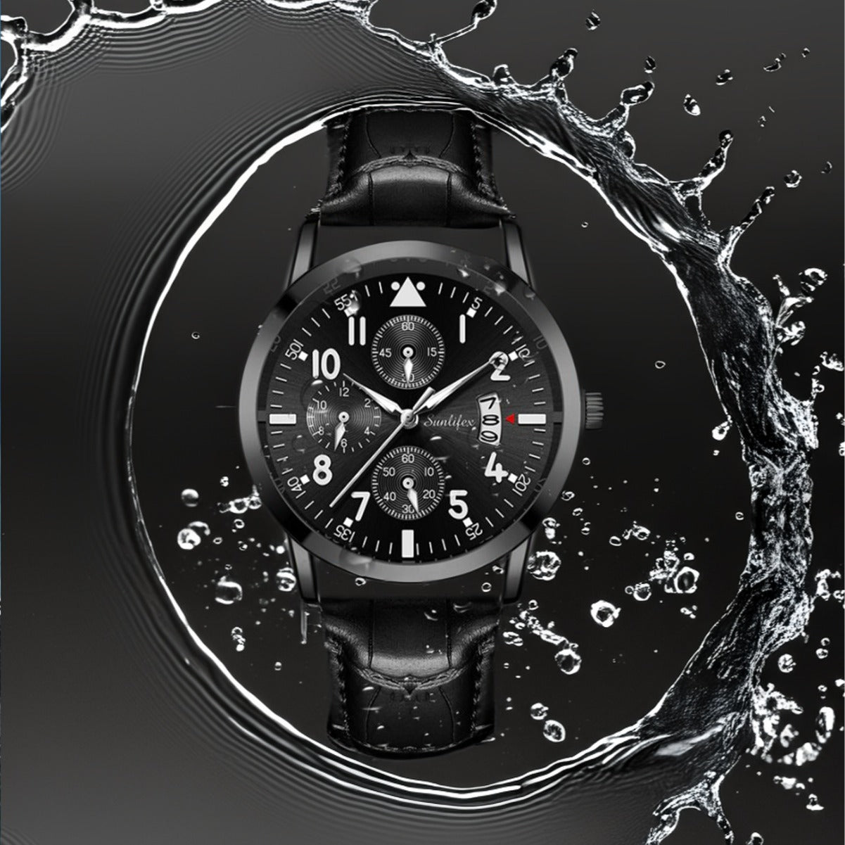 Foreign trade hot direct sales new men's watch student men's luminous waterproof sports leather strap black quartz watch