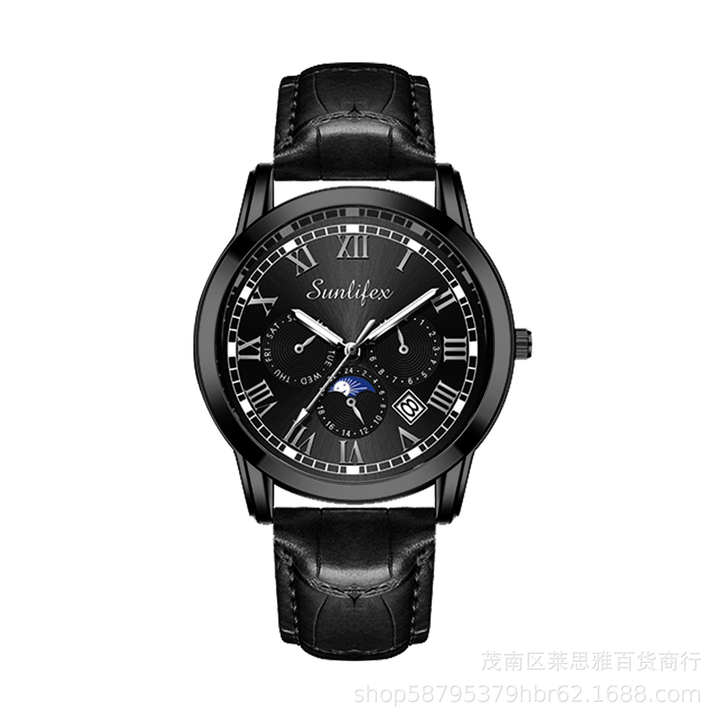 Foreign trade hot direct sales new men's watch student men's luminous waterproof sports leather strap black quartz watch