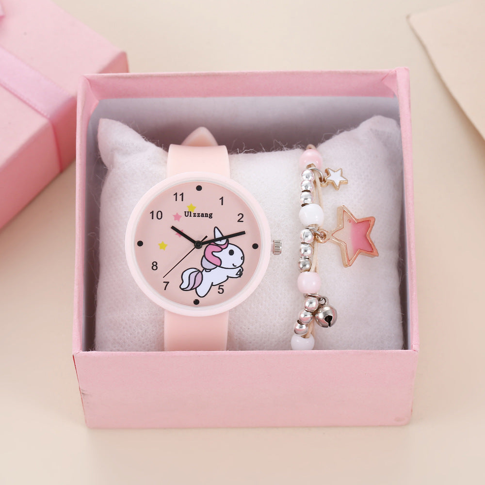 New Kids Glow Watch Unicorn Luminous Silicone Electronic Watch Plus Bracelet (2pcs set)