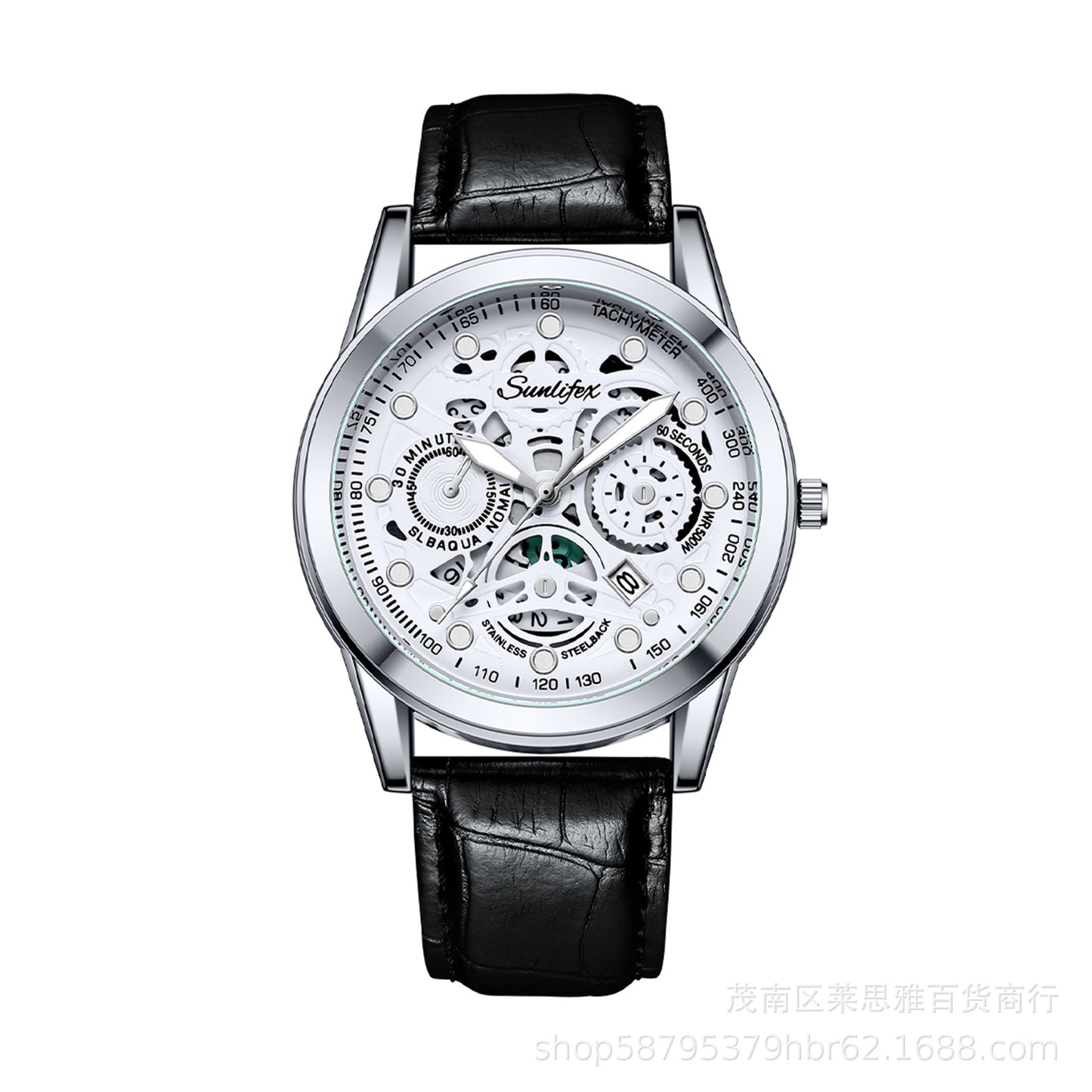 Foreign trade hot direct sales new men's watch student men's luminous waterproof sports leather strap black quartz watch