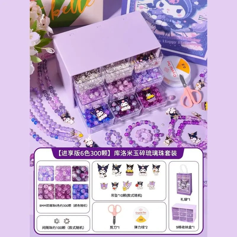 Children's Day Children's Day Gift Handmade DIY Set Kuromi Cartoon Dripping Glass Beaded Bracelet