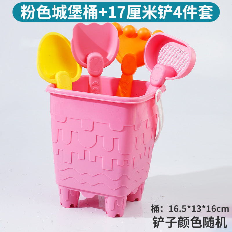 Kids Thickened Plastic Beach Bucket Beach Shovel Water Playing Castle Bucket Playset Baby Sand Digging Tools by My Store