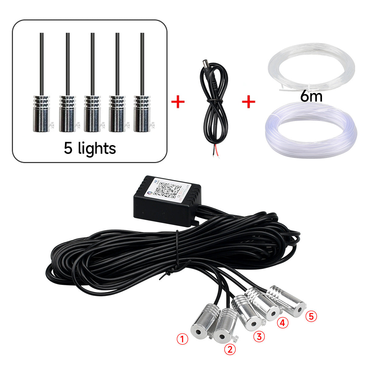Car LED ambient lighting: RGB 16 million color fiber optic ambient lights, music rhythm lights, interior ambient lighting, full-vehicle ambient lighting