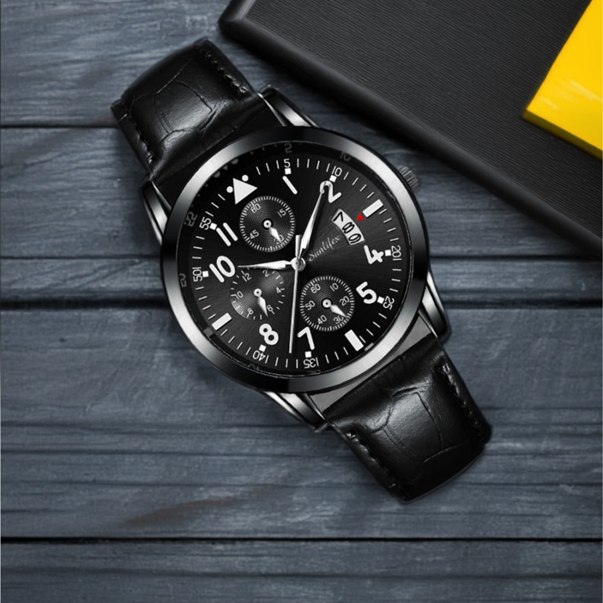 Foreign trade hot direct sales new men's watch student men's luminous waterproof sports leather strap black quartz watch
