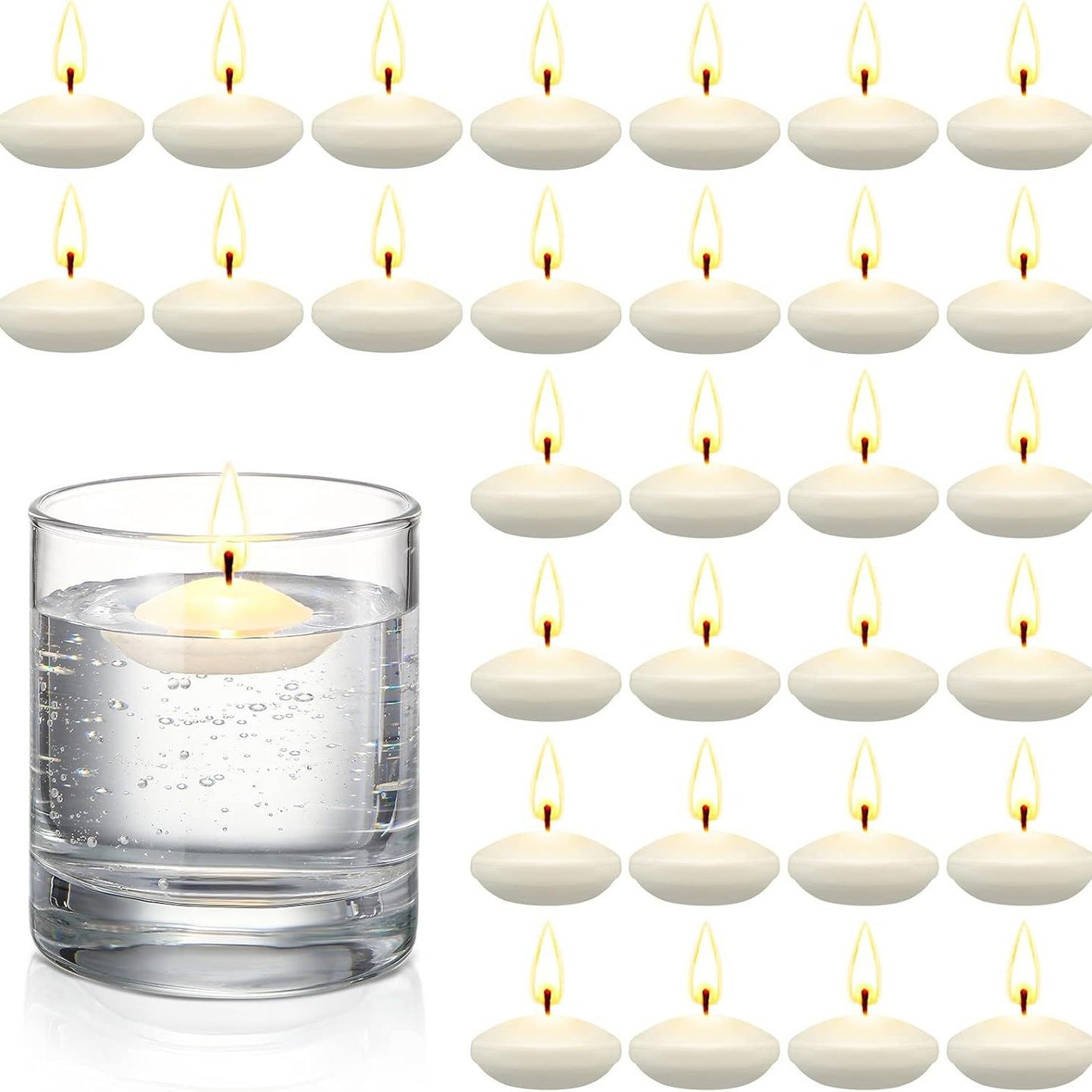 Nuanchu 30 1.5" (approx. 3.8 cm) Christmas Unscented Floating Candles for medium