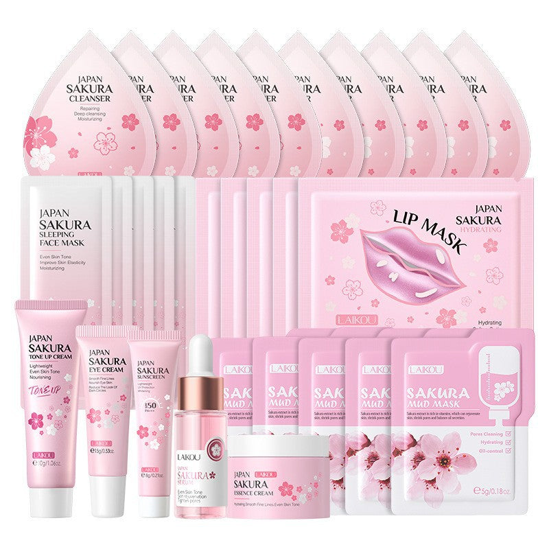 Cross-border full English LAIKOU cherry blossom series skin care set combination facial care full set of hydration manufacturers in stock