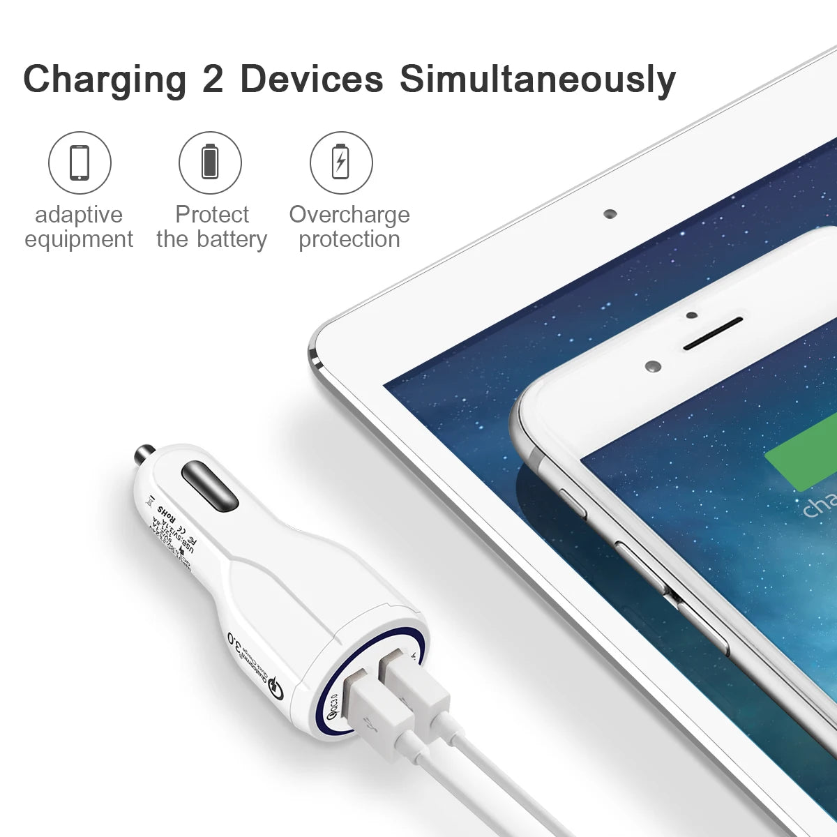 QC Quick Charge 3.0 Dual Car Charger Adapter Auto Mobile Phone Charger by eprolo