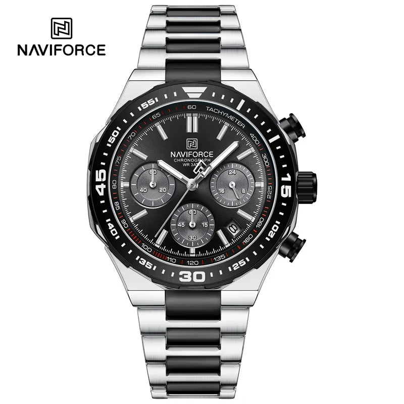 NAVIFORCE Fashion Watch For Men High Quality Luxury Stainless Steel Waterproof Classic Quartz Wristwatches Male Big Face Clock by My Store