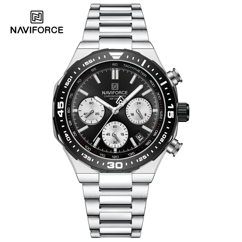 NAVIFORCE Fashion Watch For Men High Quality Luxury Stainless Steel Waterproof Classic Quartz Wristwatches Male Big Face Clock by My Store
