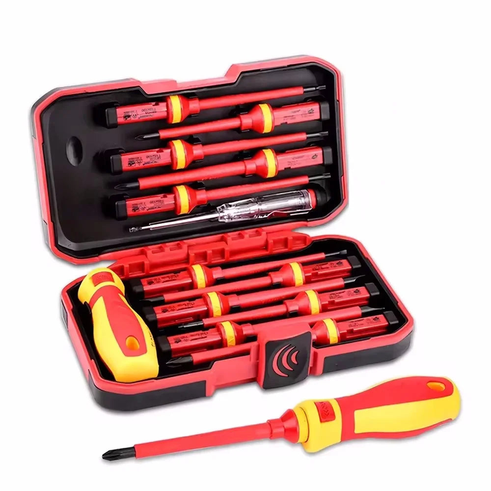 Electrician Repair Tools Kit 13pcs 1000V Changeable Insulated Screwdrivers Set with Magnetic Slotted Bits by My Store