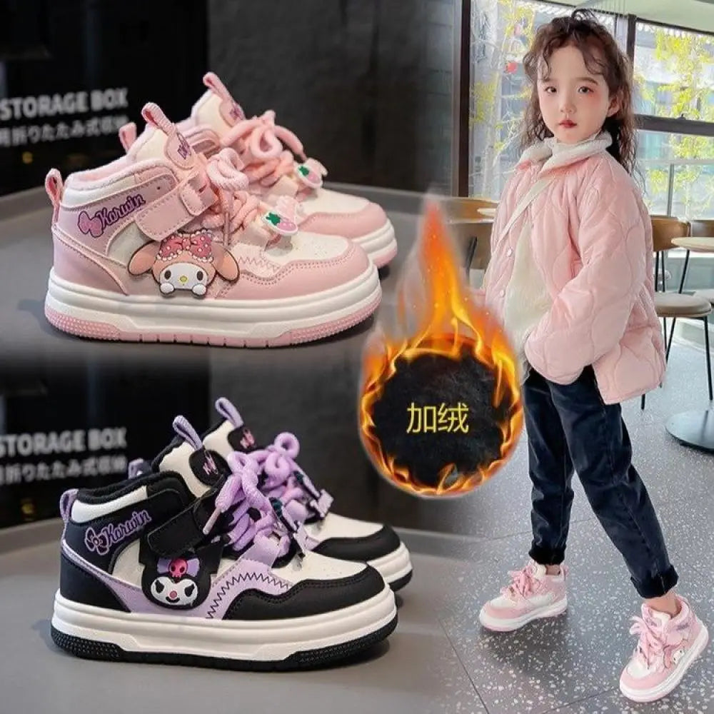 Sanrio Kuromi Girls Hot Selling Sneakers Anti-Slip Casual Shoes My Melody New Style Anime Sports Shoes High Top Kids Snow Boots by My Store