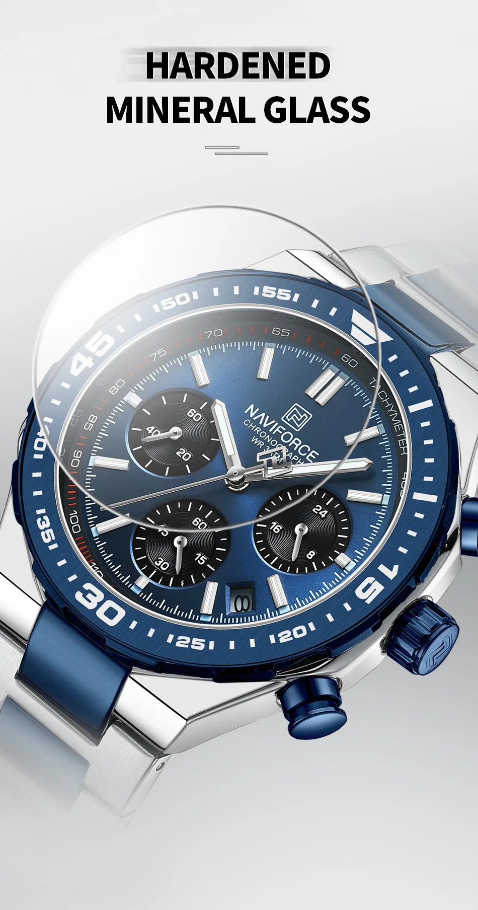 NAVIFORCE Fashion Watch For Men High Quality Luxury Stainless Steel Waterproof Classic Quartz Wristwatches Male Big Face Clock by My Store