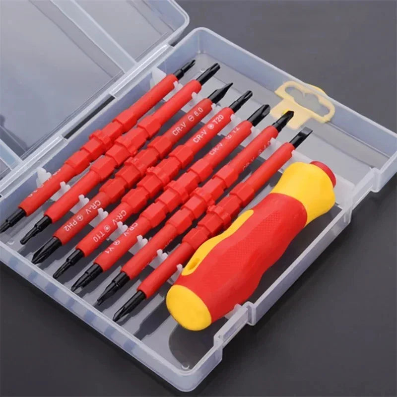 Electrician Repair Tools Kit 13pcs 1000V Changeable Insulated Screwdrivers Set with Magnetic Slotted Bits by My Store