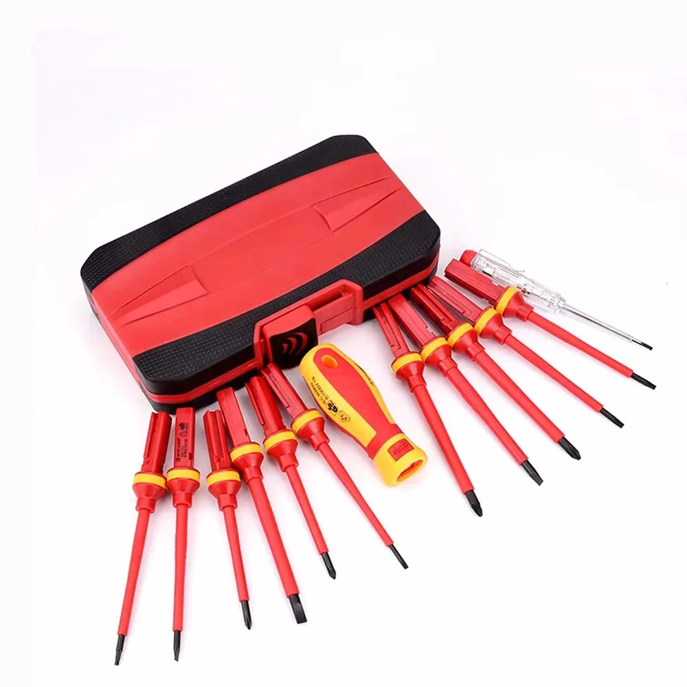 Electrician Repair Tools Kit 13pcs 1000V Changeable Insulated Screwdrivers Set with Magnetic Slotted Bits by My Store