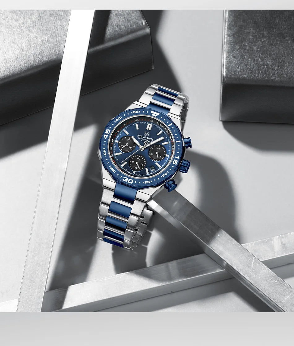 NAVIFORCE Fashion Watch For Men High Quality Luxury Stainless Steel Waterproof Classic Quartz Wristwatches Male Big Face Clock by My Store