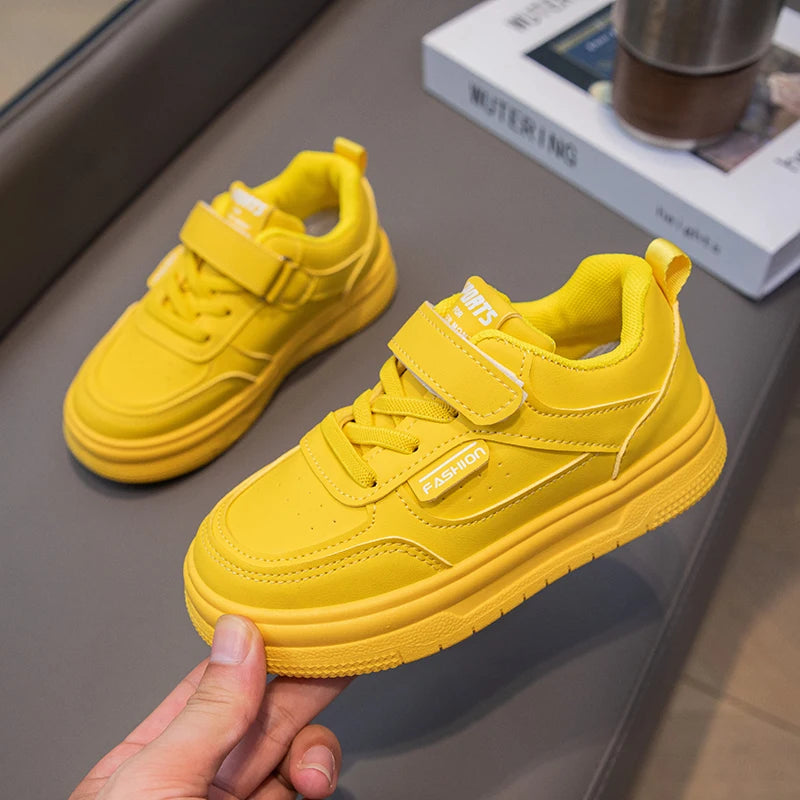 Children White Shoes Leather Pink Cute Girls Sneakers Anti Slip Lightweight Kids Casual Board Shoes Soft Sole Boys Running Shoes by My Store