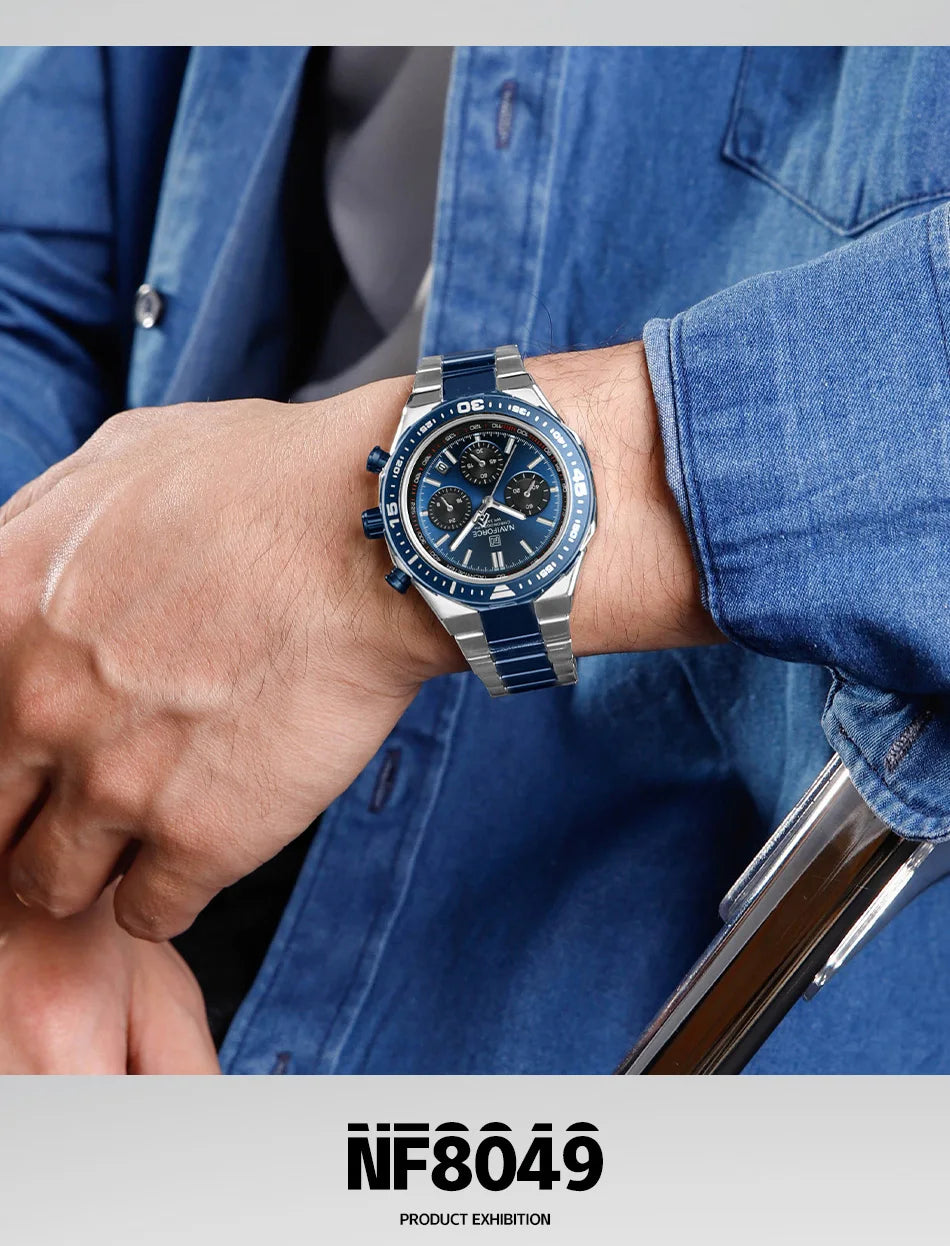 NAVIFORCE Fashion Watch For Men High Quality Luxury Stainless Steel Waterproof Classic Quartz Wristwatches Male Big Face Clock by My Store
