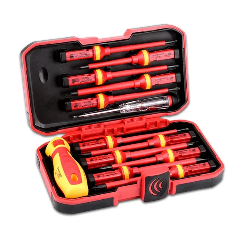 Electrician Repair Tools Kit 13pcs 1000V Changeable Insulated Screwdrivers Set with Magnetic Slotted Bits by My Store