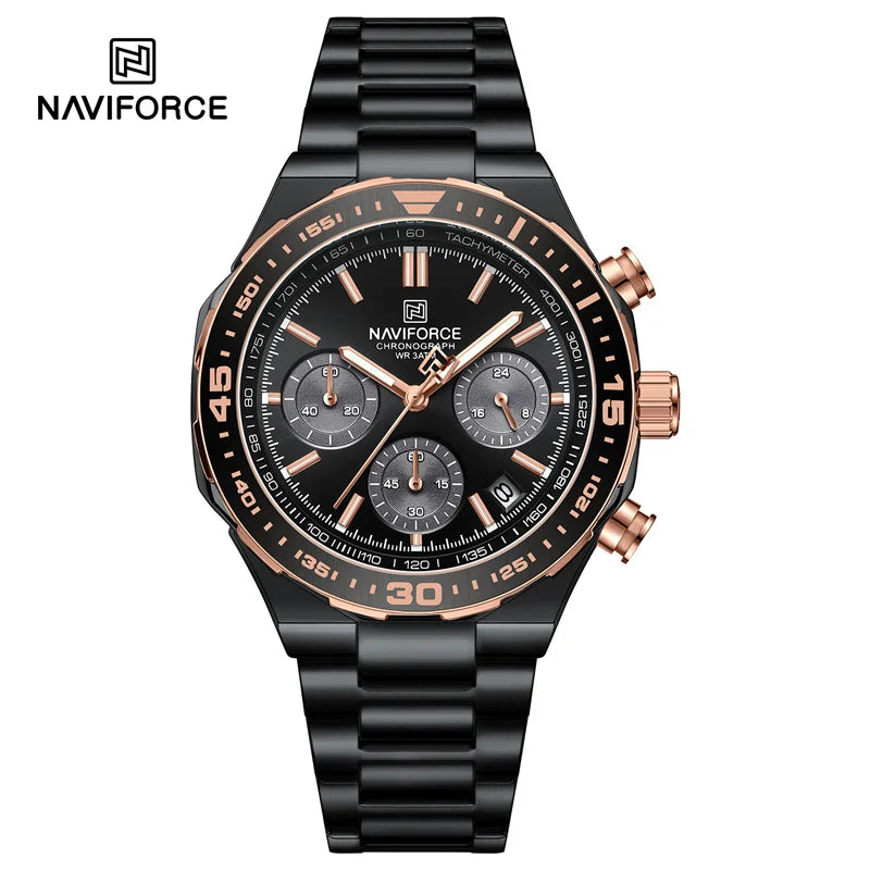 NAVIFORCE Fashion Watch For Men High Quality Luxury Stainless Steel Waterproof Classic Quartz Wristwatches Male Big Face Clock by My Store