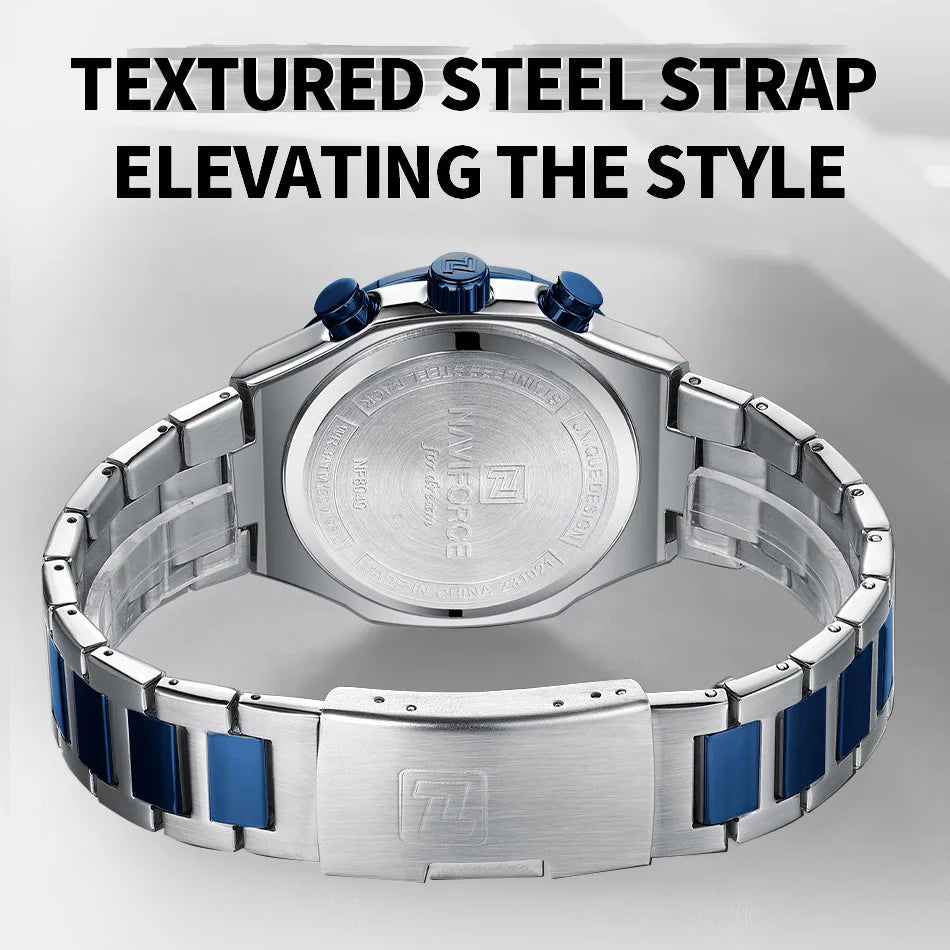 NAVIFORCE Fashion Watch For Men High Quality Luxury Stainless Steel Waterproof Classic Quartz Wristwatches Male Big Face Clock by My Store