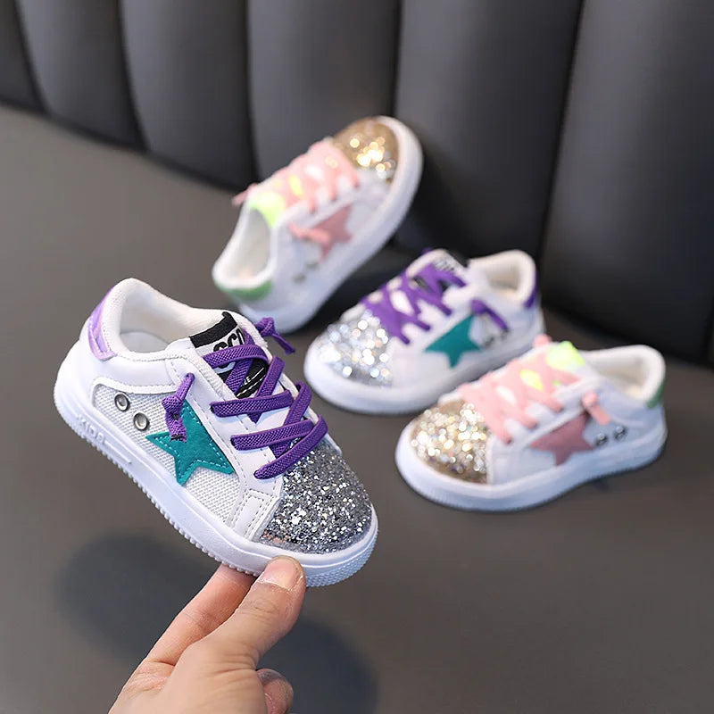 Kids Sneakers 2022 Spring Girls Fashion Glittering and Antiskid Children Chunky Sneakers Baby Shoes Casual Sport Running Sneaker by My Store