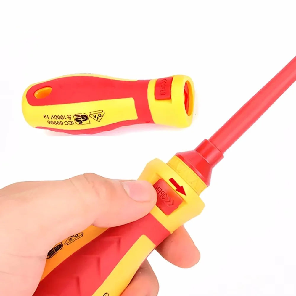 Electrician Repair Tools Kit 13pcs 1000V Changeable Insulated Screwdrivers Set with Magnetic Slotted Bits by My Store