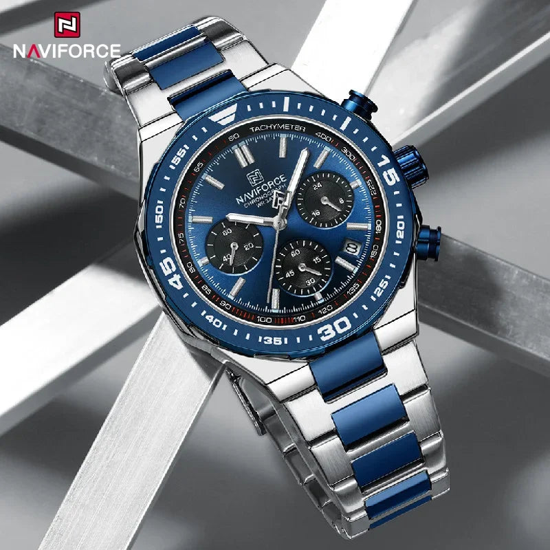 NAVIFORCE Fashion Watch For Men High Quality Luxury Stainless Steel Waterproof Classic Quartz Wristwatches Male Big Face Clock by My Store