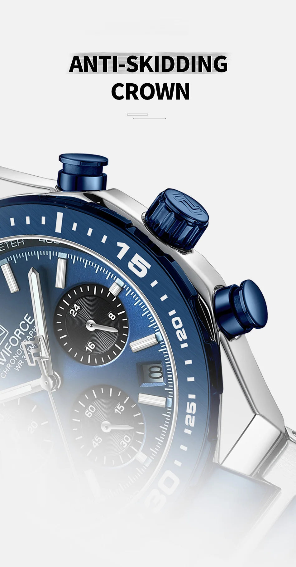 NAVIFORCE Fashion Watch For Men High Quality Luxury Stainless Steel Waterproof Classic Quartz Wristwatches Male Big Face Clock by My Store