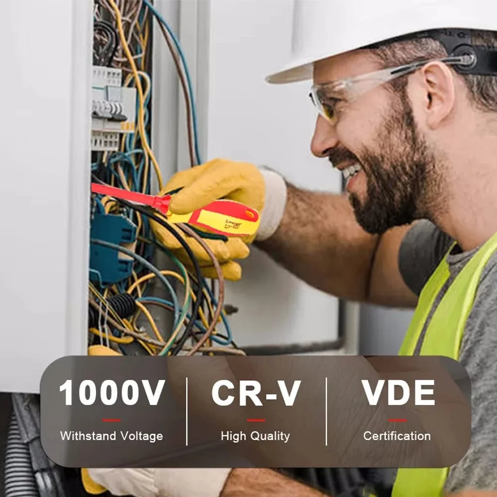 Electrician Repair Tools Kit 13pcs 1000V Changeable Insulated Screwdrivers Set with Magnetic Slotted Bits by My Store