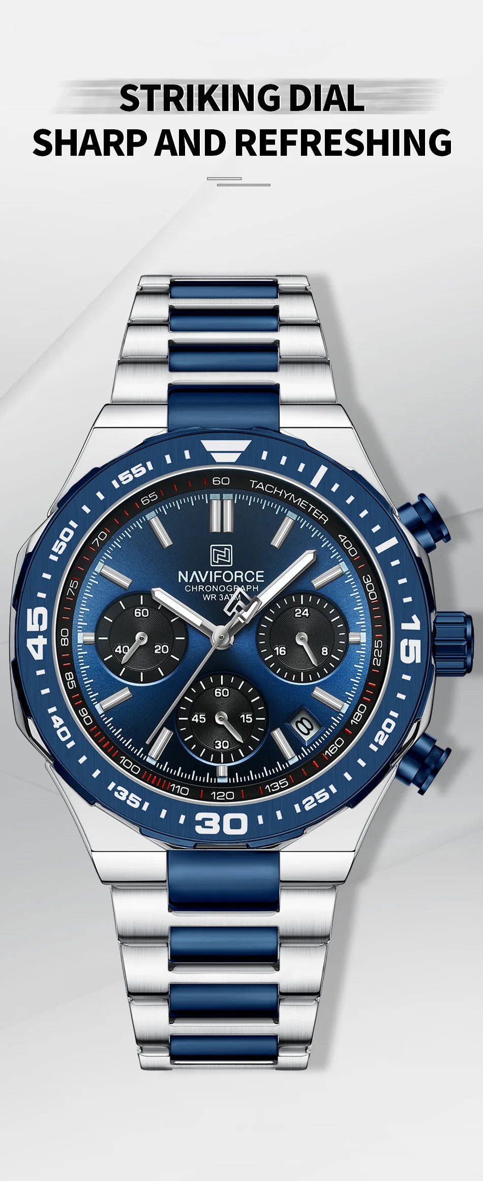 NAVIFORCE Fashion Watch For Men High Quality Luxury Stainless Steel Waterproof Classic Quartz Wristwatches Male Big Face Clock by My Store