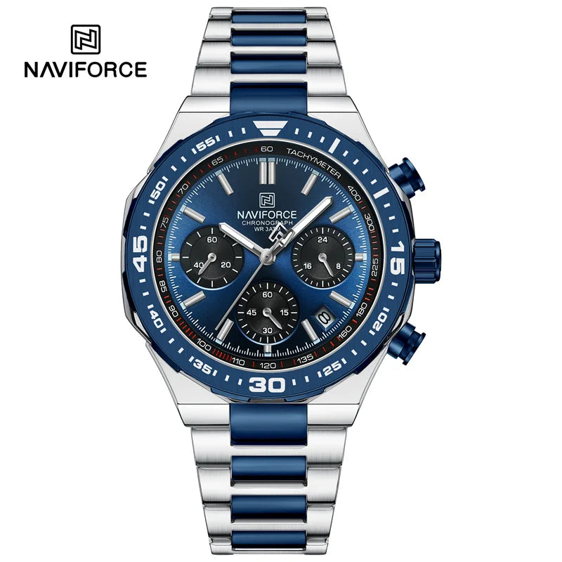 NAVIFORCE Fashion Watch For Men High Quality Luxury Stainless Steel Waterproof Classic Quartz Wristwatches Male Big Face Clock by My Store