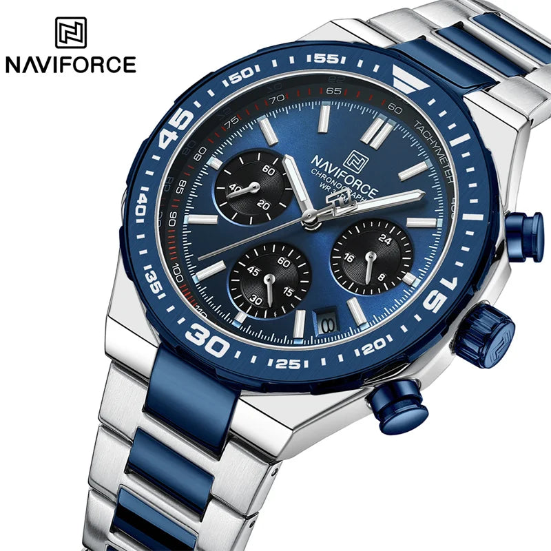 NAVIFORCE Fashion Watch For Men High Quality Luxury Stainless Steel Waterproof Classic Quartz Wristwatches Male Big Face Clock by My Store