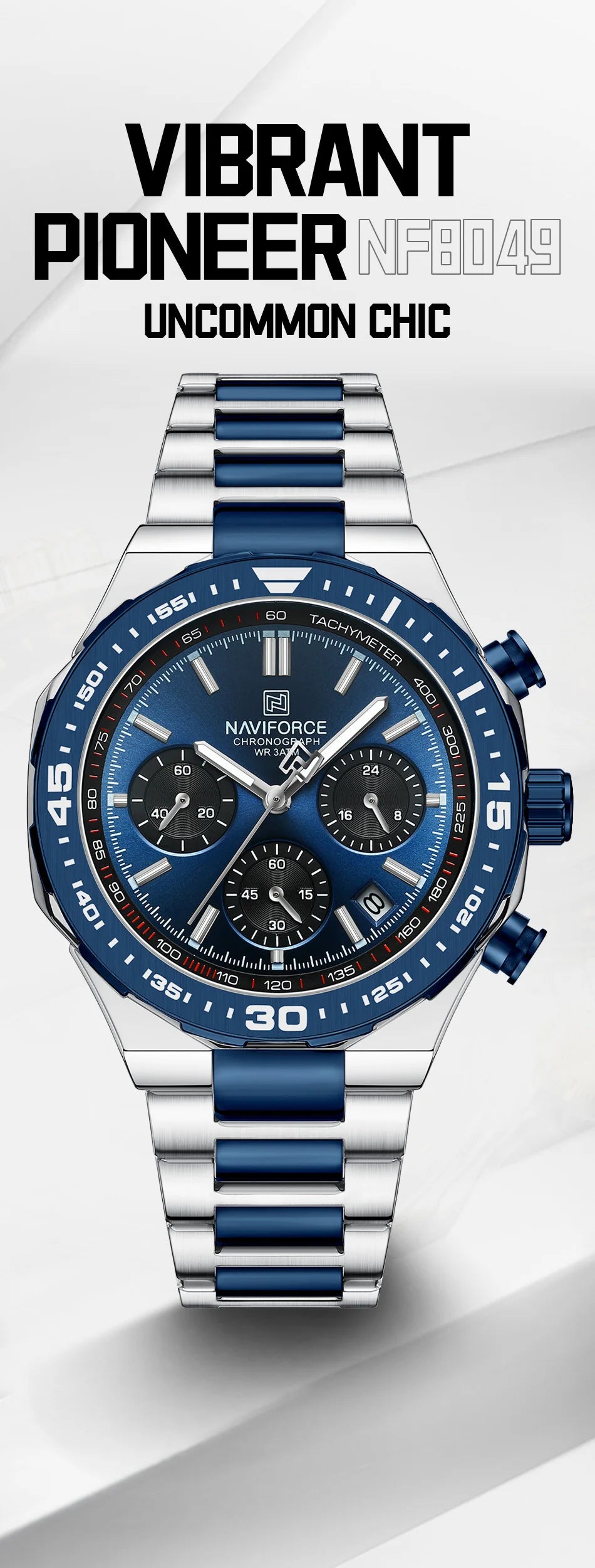 NAVIFORCE Fashion Watch For Men High Quality Luxury Stainless Steel Waterproof Classic Quartz Wristwatches Male Big Face Clock by My Store