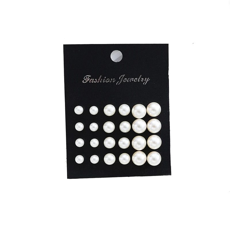 24 Pairs Set Mix Crystal Imitation pearl Earrings For Women Simple Round Crystal Earring Set Daily Wear Gift Fashion Jewelry by My Store