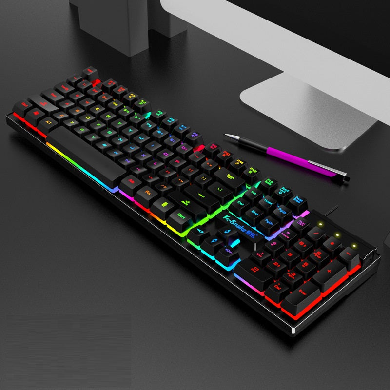Viper K4 wired game color-blocking keyboard desktop computer accessories luminous manipulator feel wired backlit keyboard by My Store
