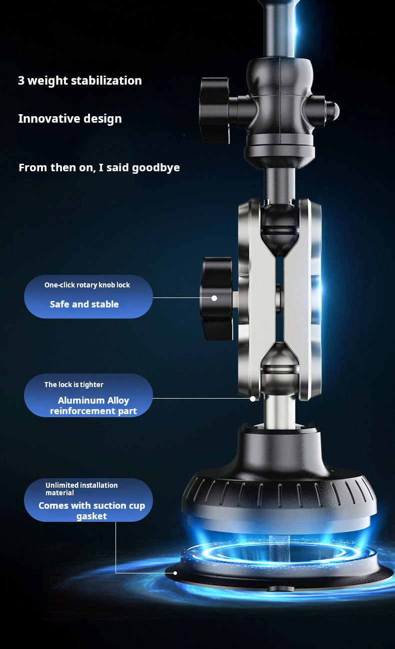 Car mobile phone holder for shooting car 2-in-1 powerful suction cup type multi-angle adjustment aluminum alloy clip bracket by My Store