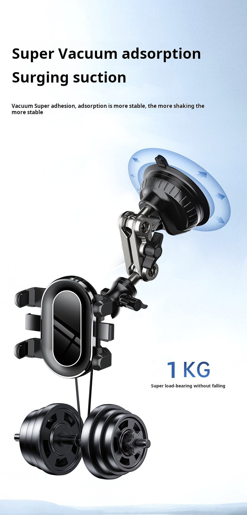 Car mobile phone holder for shooting car 2-in-1 powerful suction cup type multi-angle adjustment aluminum alloy clip bracket by My Store