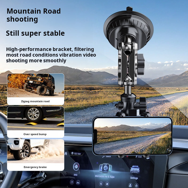 Car mobile phone holder for shooting car 2-in-1 powerful suction cup type multi-angle adjustment aluminum alloy clip bracket by My Store