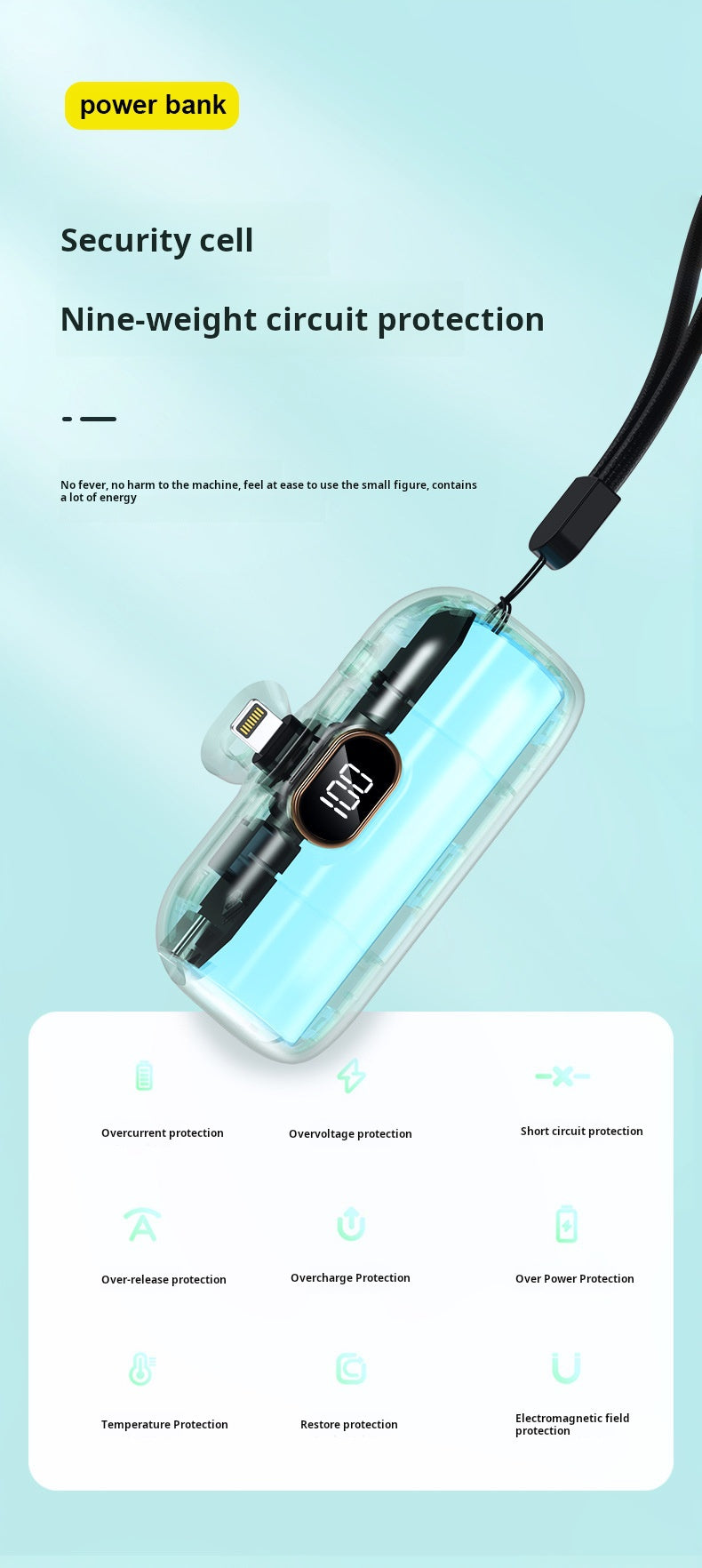 Cross-border KC wholesale capsule 5000mah power bank small portable digital display mobile power supply logo printing by My Store