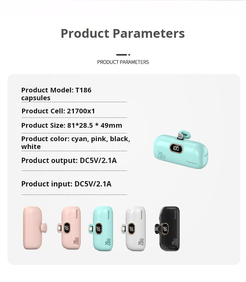 Cross-border KC wholesale capsule 5000mah power bank small portable digital display mobile power supply logo printing by My Store