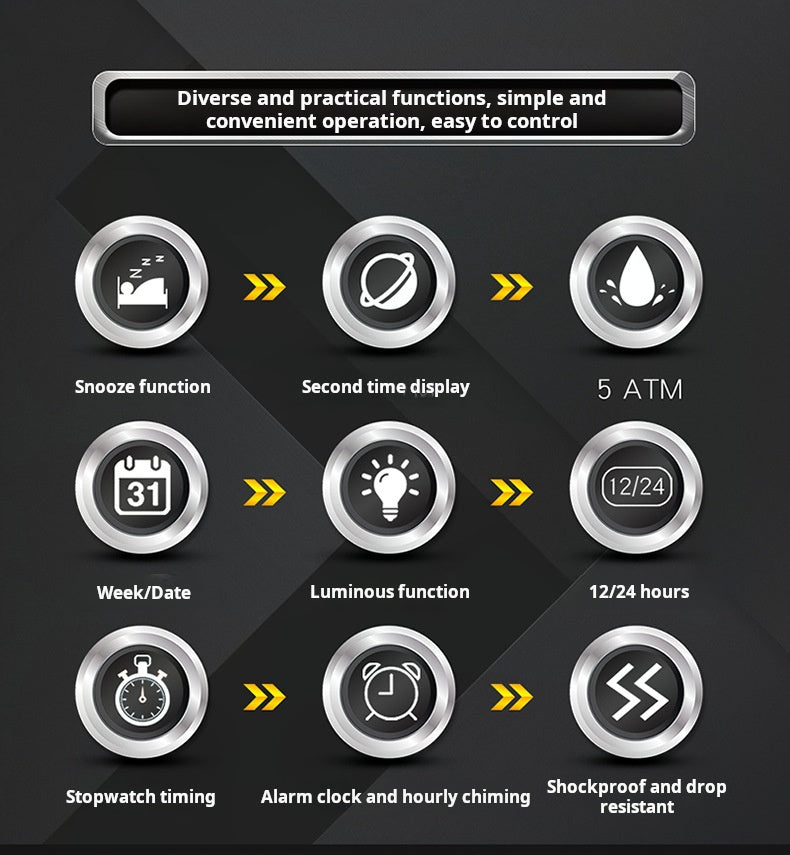 Sanda's new watch dual display snooze alarm clock men's watch youth outdoor sports multi-functional electronic watch