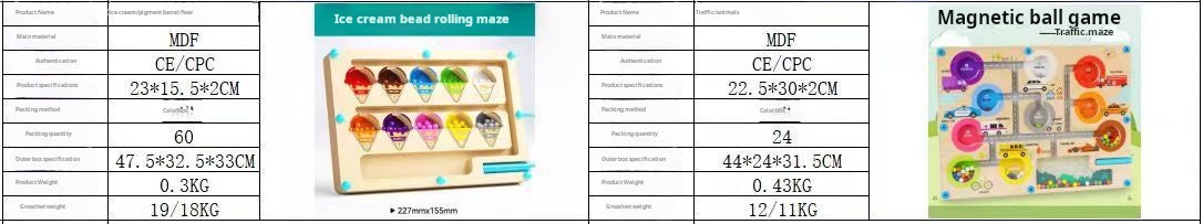 Children's toys wooden magnetic maze walking beads puzzle early education pen movement focus logical thinking maze toys