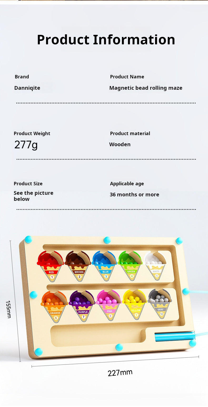 Children's toys wooden magnetic maze walking beads puzzle early education pen movement focus logical thinking maze toys